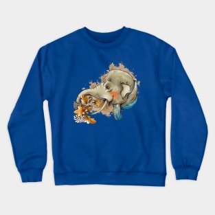 elephant holding floral branch Crewneck Sweatshirt